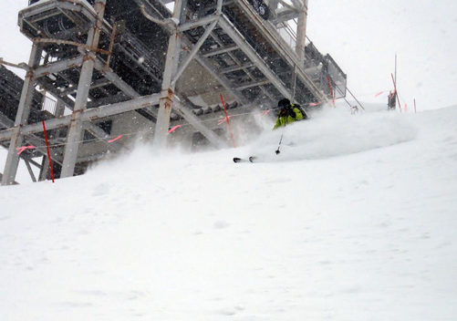 Powder on-piste - no moguls today