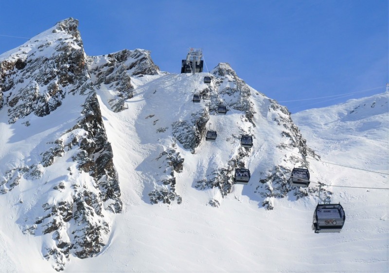 Upper Kirchenkar gondola serves a few spicy lines at Obergurgl Hochgurgl ski resort