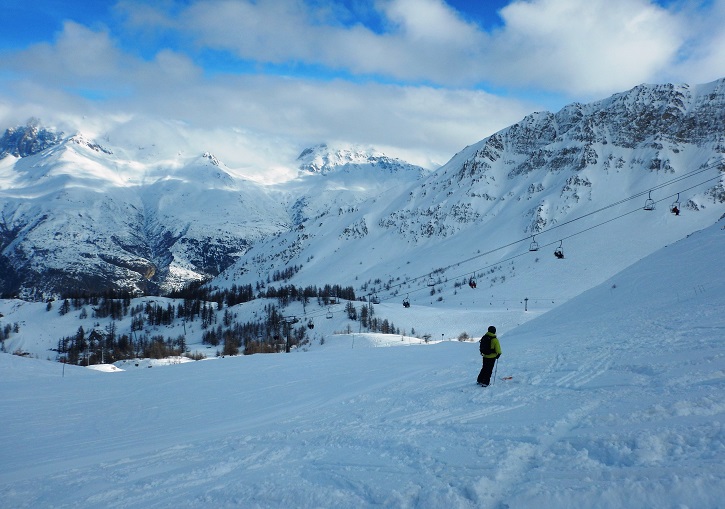 Checking out the Serre Chevalier possibilities after an off-piste run near Yret 