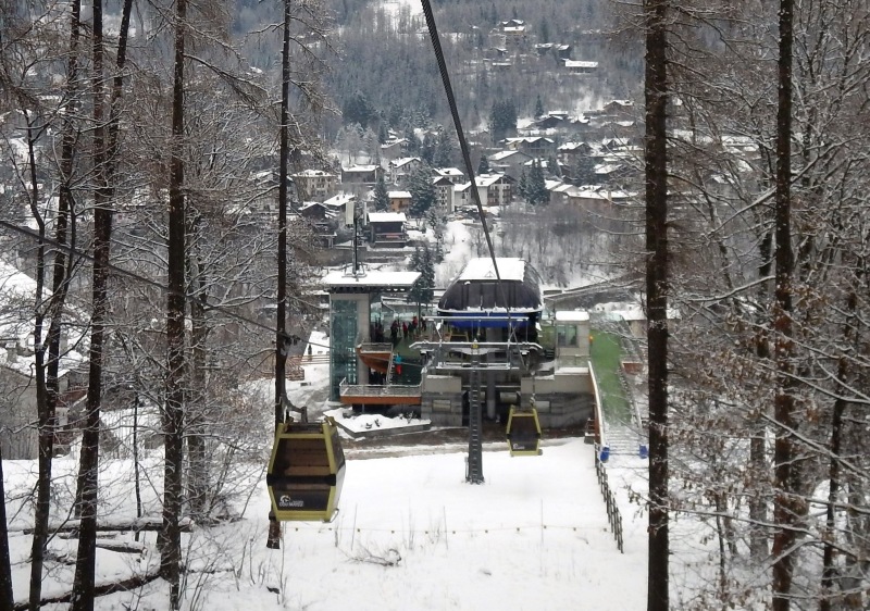 Dolonne gondola is one of three access lifts up to Courmayeur ski resort