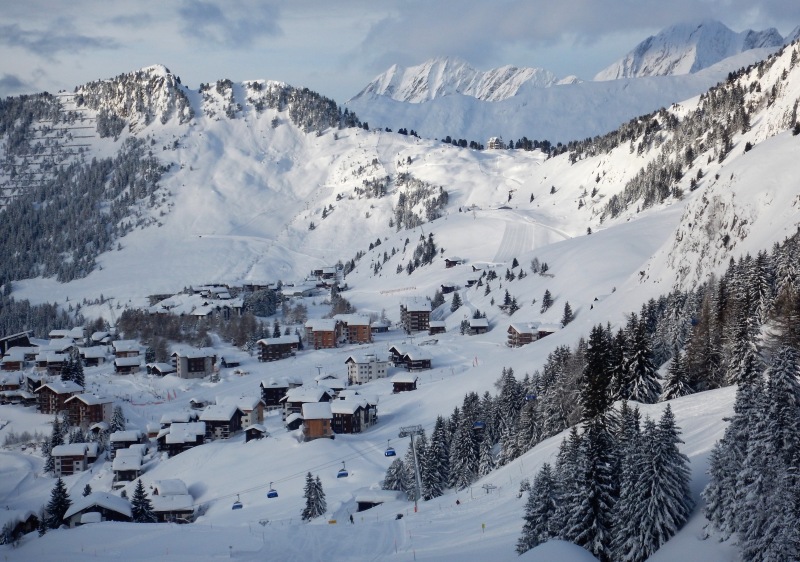 Riederalp spreads along the alpine bench below the Riederhorn at Aletsch Arena