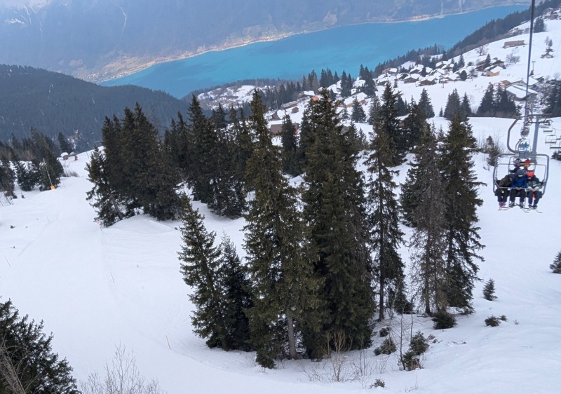Axalp ski resort overlooks Lake Brienz in Switzerland