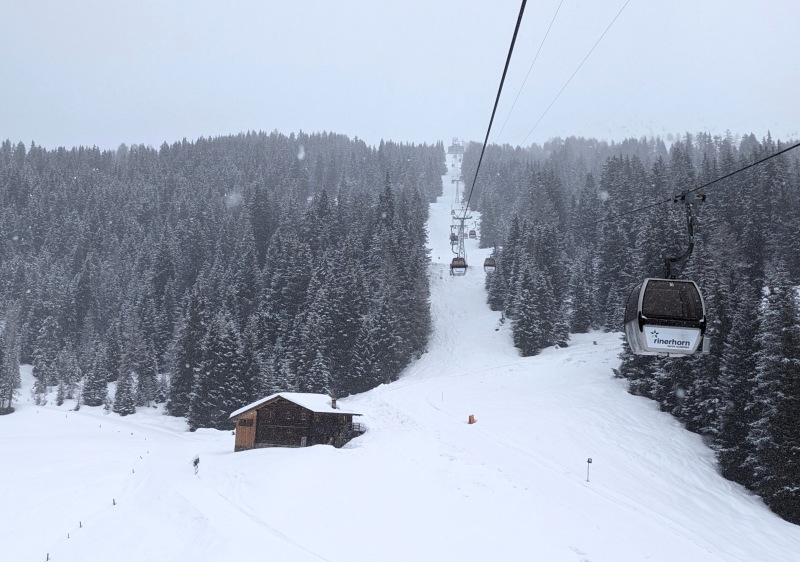 Rinerhorn ski resort is Davos best storm riding mountain